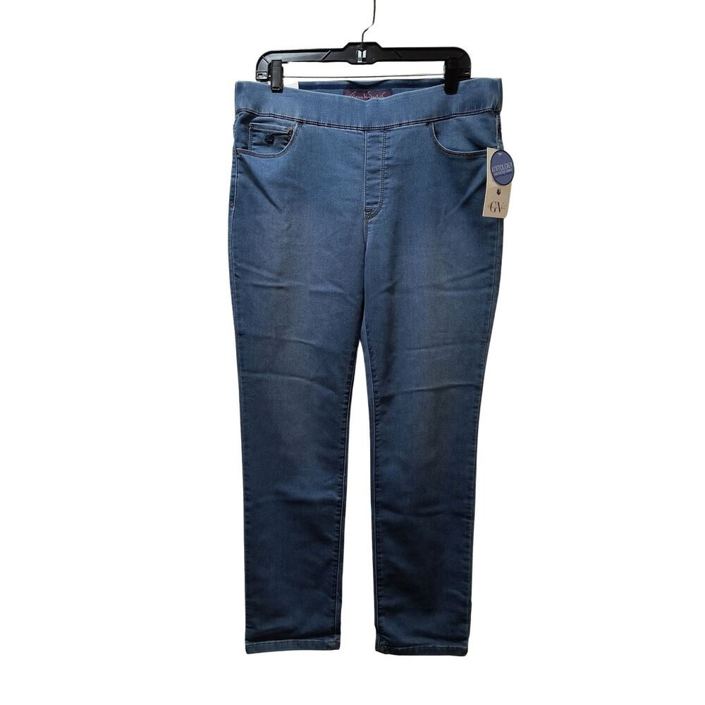 Gloria Vanderbilt Amanda Pull On Jeans Women PL Petite Light Blue Knitology NWT